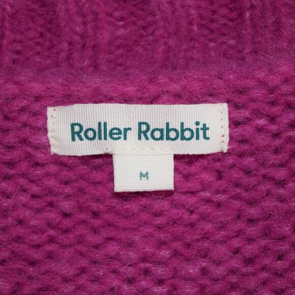 ROLLER RABBIT Cable Knit Alpaca Wool Scoop Neck Lightweight Pink Sweater Size M - Picture 4 of 6